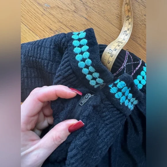 70s Vintage Sandine Originals Black Velour Maxi Dress with Shirred Bust - Picture 7 of 8